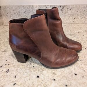 Born Brown Leather Ankle Booties